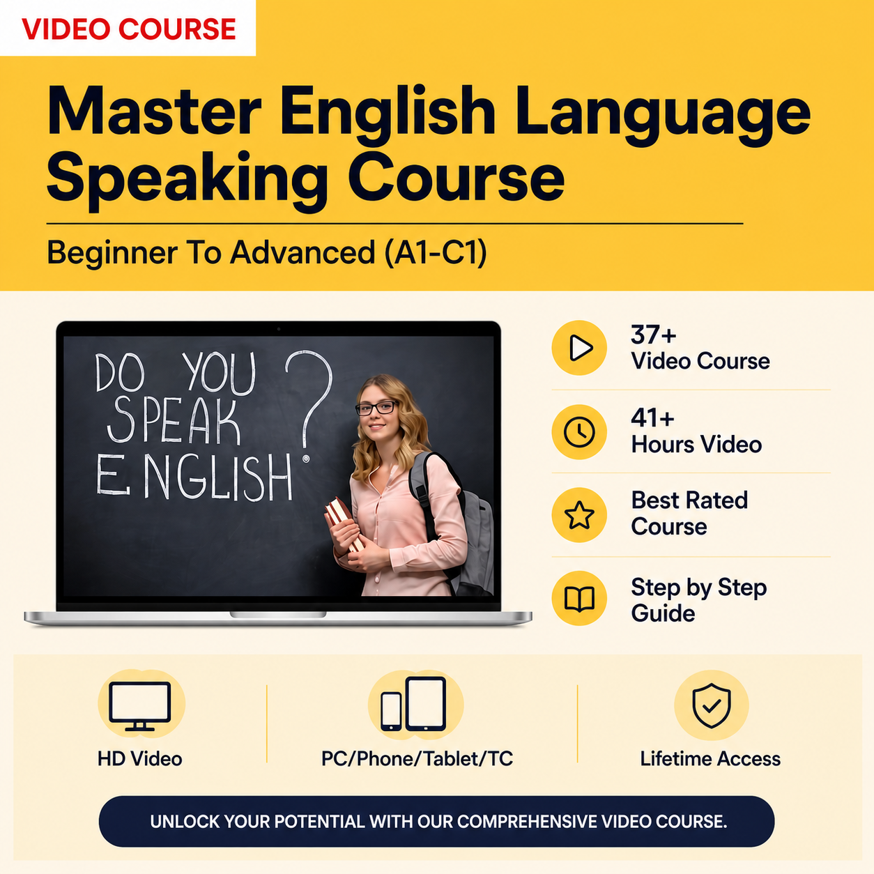 English Mastery Course | Speaking, Grammar & Listening (A1-C2)